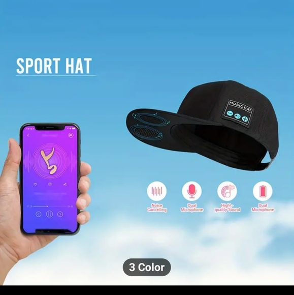 Navy blue Wireless smart speaker headphones baseball cap NIP (Real Loud) - Picture 4 of 8